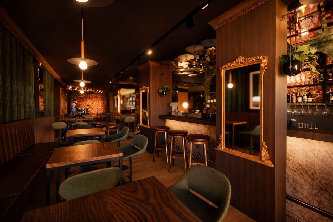 Interior with gold mirrors